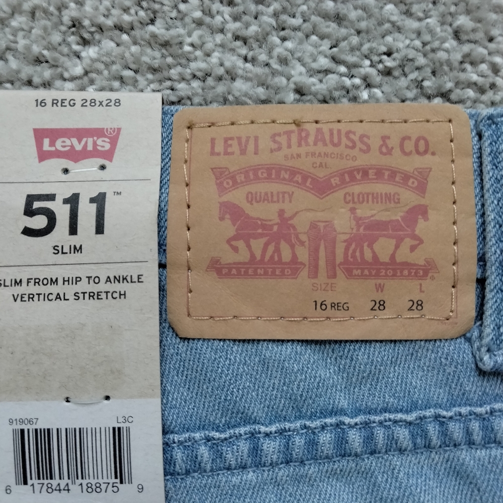 NWT 16 Reg Levi's 511 Slim Stretch Light Wash Jeans - Picture 6 of 11